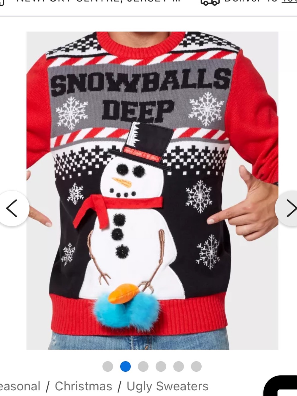 Spencer’s Holiday Snowman 'Snowballs Deep' Holiday Sweater Funny